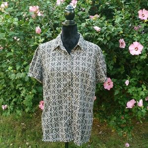 Croft & Borrow Stretch Gray Print S/S Top XL